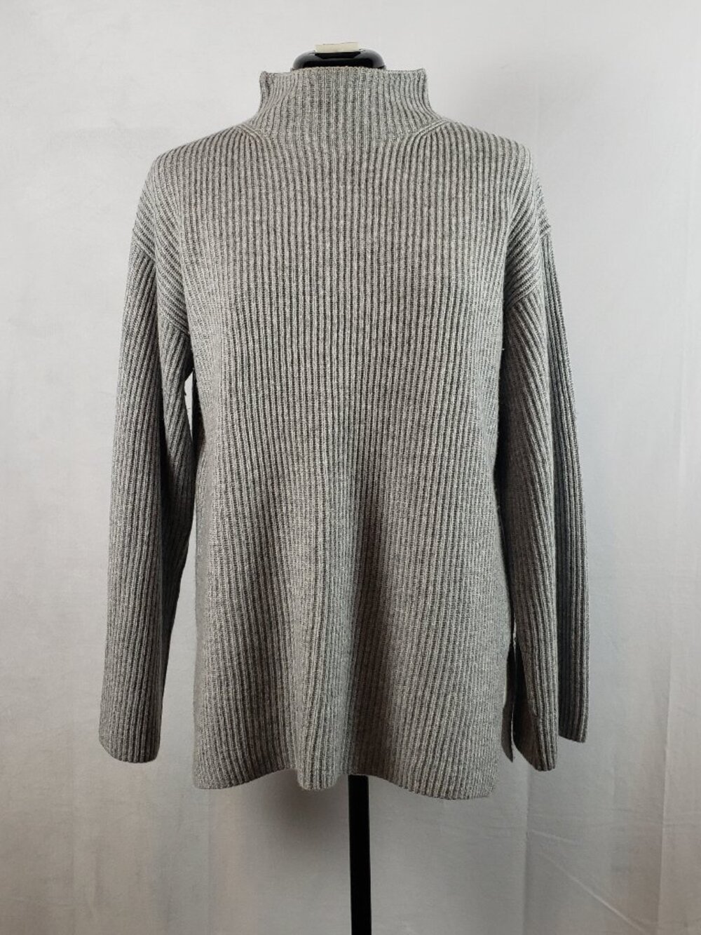 Everlane Fisherman Turtleneck Sweater Cashmere Gray Capsule Wardrobe Size Large